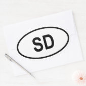 South Dakota "SD" Ovaler Aufkleber (Umschlag)