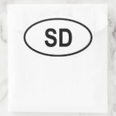 South Dakota "SD" Ovaler Aufkleber (Tasche)