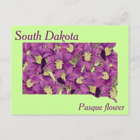 South Dakota Staat Blume Collage Map Postkarte (Vorderseite)