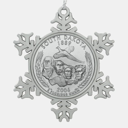 South Dakota Staat Quarter Schneeflocken Zinn-Ornament (Vorderseite)