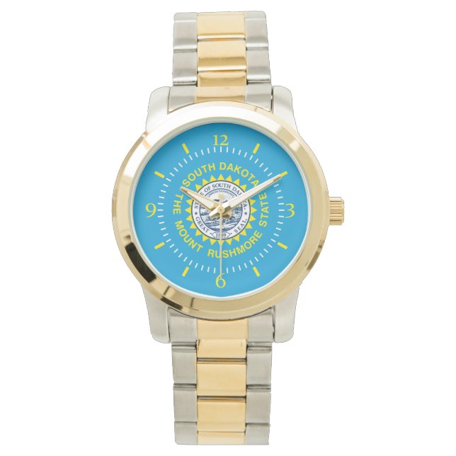 South Dakota State Flag Watch Design Armbanduhr (Vorderseite)