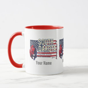 South Dakota United Staaten Retro Staat Map Vintag Tasse