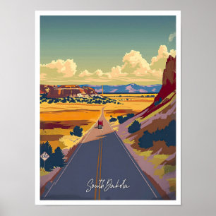 South Dakota United Staaten Vintage Travel Poster