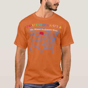 South Dakota USA Der Mount Rushmore Staat mit Kart T-Shirt