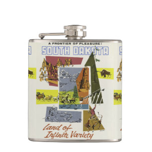 South Dakota USA Vintage Travel Flask Flachmann
