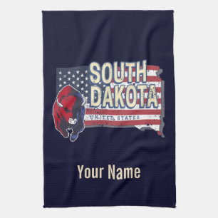 South Dakota Vereinigte Staaten Retro-Staatskarte Geschirrtuch