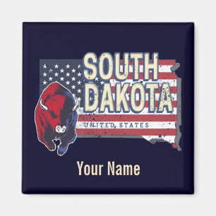 South Dakota Vereinigte Staaten Retro-Staatskarte Magnet