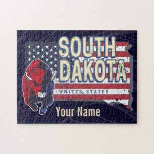 South Dakota Vereinigte Staaten Retro-Staatskarte Puzzle