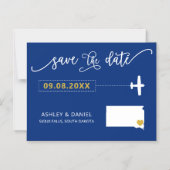 South Dakota Wedding Save the Date Card, Map Magneteinladung (Vorderseite)