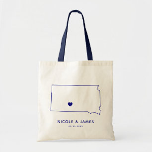 South Dakota Wedding Welcome Bag Map Taschen, Navy Tragetasche