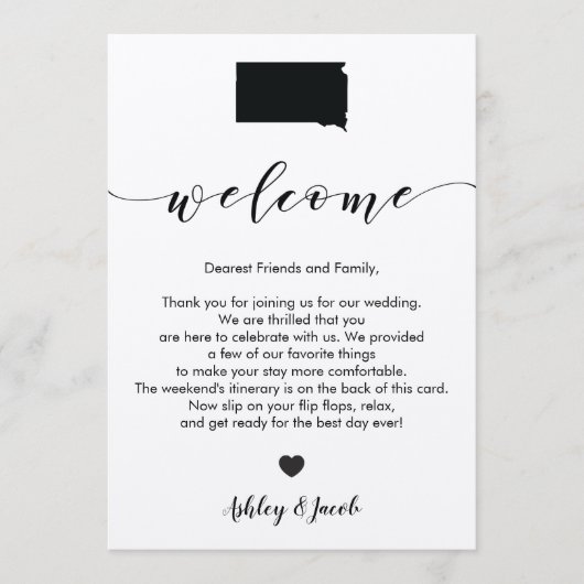 South Dakota Wedding Welcome Letter & Itinerary Programm (Vorderseite)