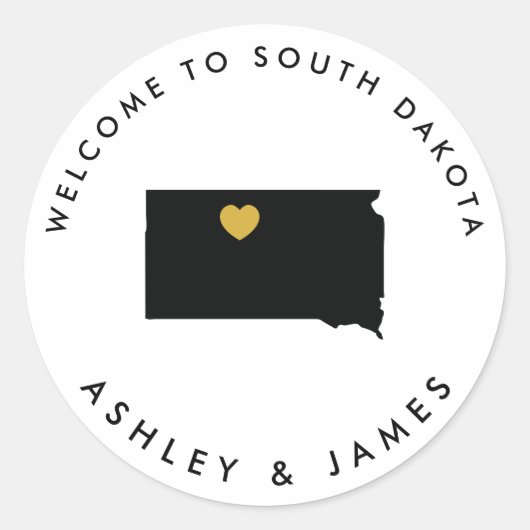 South Dakota Wedding Welcome Sticker Tag Gold (Vorderseite)