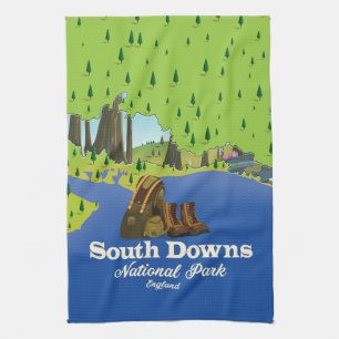 South Downs National Park England Reiseplakat Geschirrtuch
