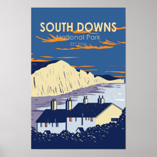South Downs Nationalpark Seven Sisters England Poster