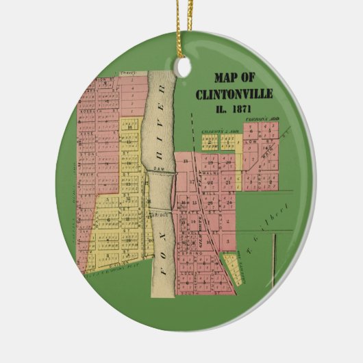 South Elgin Illinois Clintonville Karte Art. 1871 Keramik Ornament (Links)