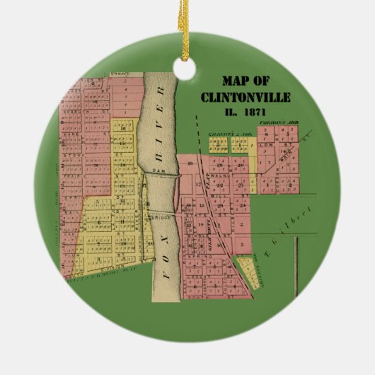 South Elgin Illinois Clintonville Karte Art. 1871 Keramik Ornament (Hinten)