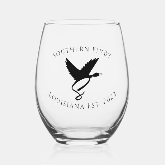 South FlyBy LLC. Logo Stemless Wine Glass Weinglas Ohne Stiel (Vorderseite)
