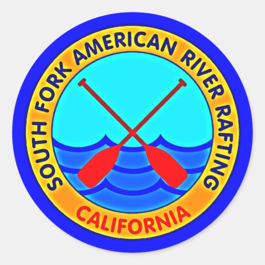 South Fork American River Rafting California Runder Aufkleber (Vorderseite)