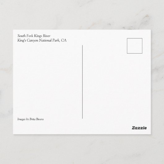 South Fork Kings River, King's Canyon, CA Postcard Postkarte (Rückseite)