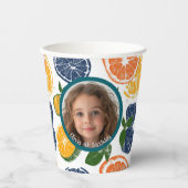 South Fruits Foto und Namenspapier Pappbecher (Vorderseite)