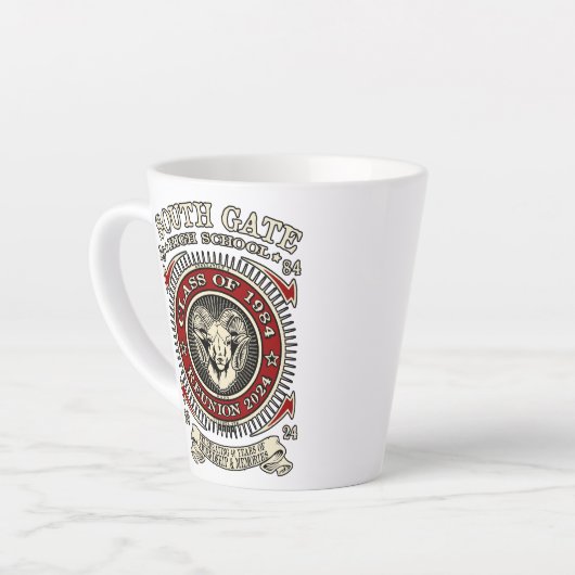 South Gate High School Ram/Ramsey Latte Tasse (Linke Ecke)