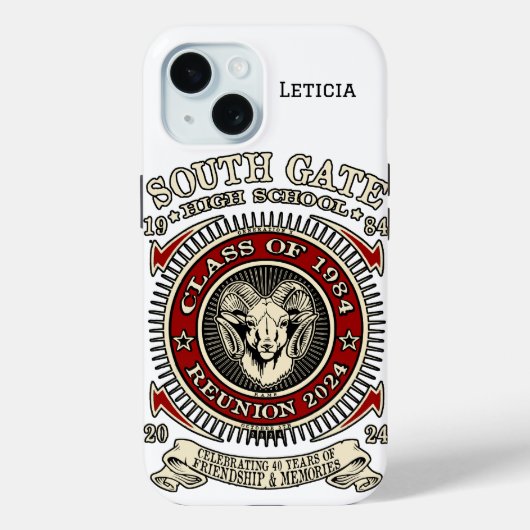 South Gate High School Rams iPhone Case mit Namen (Rückseite)