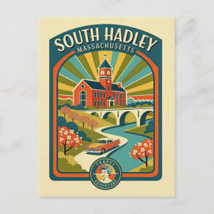 South Hadley, Massachusetts Retro 1950er Jahre Postkarte