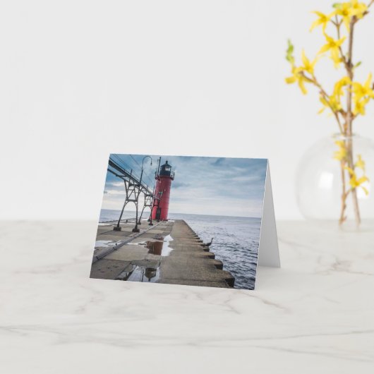South Haven Lighthouse Notecard Karte (Gelbe Blume)