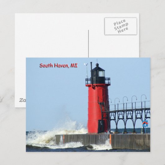 South Haven Lighthouse Postkarte (Vorne/Hinten)