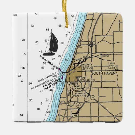 South Haven MI Chart Keramikornament (Vorderseite)