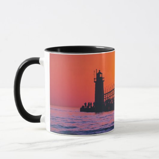 South Haven Michigan Leuchtturm bei Sonnenuntergan Tasse (Links)