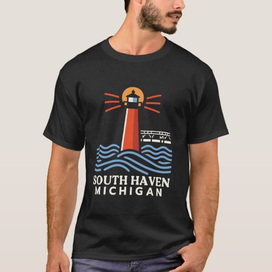 South Haven Michigan Lighthouse in South Haven Lon T-Shirt (Vorderseite)