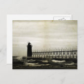 South Haven Michigan Lighthouse Stormy Weather Postkarte (Vorne/Hinten)