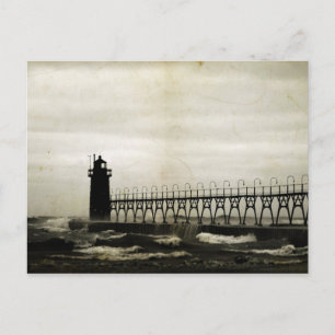 South Haven Michigan Lighthouse Stormy Weather Postkarte