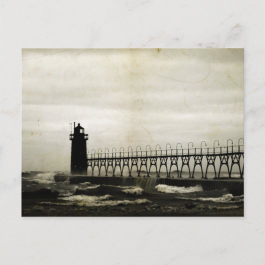 South Haven Michigan Lighthouse Stormy Weather Postkarte (Vorderseite)