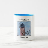 South Haven Michigan Lighthouse Zweifarbige Tasse (Mittel)