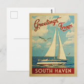 South Haven Sailboat Vintage Reise Michigan Postkarte (Vorne/Hinten)