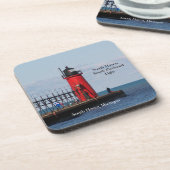 South Haven South Pierhead Light Plastic Untersetz Getränkeuntersetzer (Linke Seite)