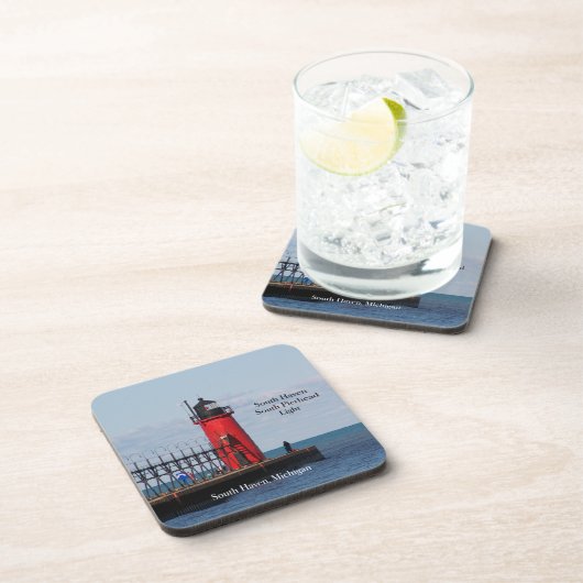 South Haven South Pierhead Light Plastic Untersetz Getränkeuntersetzer (Rechte Seite)