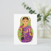 South Indian Bride Matryoshka Postcard Postkarte (Stehend Vorderseite)