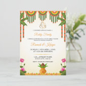 South Indian Kalyanam Wedding Invitation Card Einladung (Stehend Vorderseite)