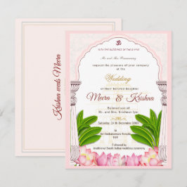 South Indian Lotus Temple Wedding Invitation Suite Einladung