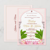 South Indian Lotus Temple Wedding Invitation Suite Einladung (Vorne/Hinten)
