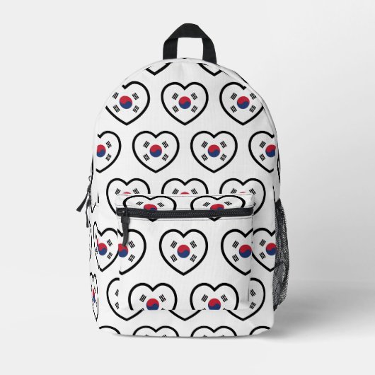South Korea Flag Heart Bedruckter Rucksack (Vorderseite)