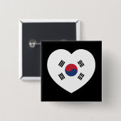 South Korea Flag Heart Button (Vorne & Hinten)