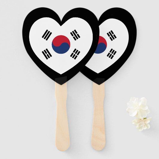 South Korea Flag Heart Fächer (Vorne und Hinten)