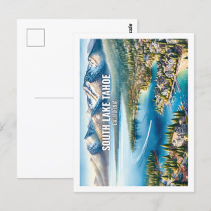 South Lake Tahoe Kalifornien Reise Wasserfarbe Postkarte