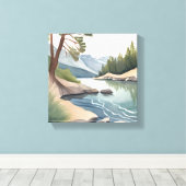 South Lake Tahoe | Wasserfarbenlandschaft Leinwanddruck (Insitu (Holzboden))