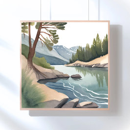 South Lake Tahoe | Wasserfarbenlandschaft Poster