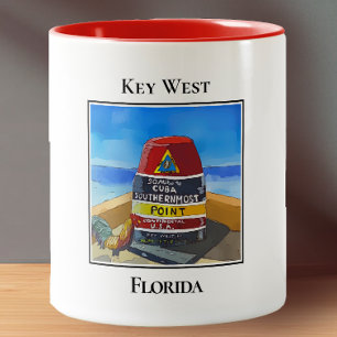 South Most Point Marker, Key West Florida Zweifarbige Tasse